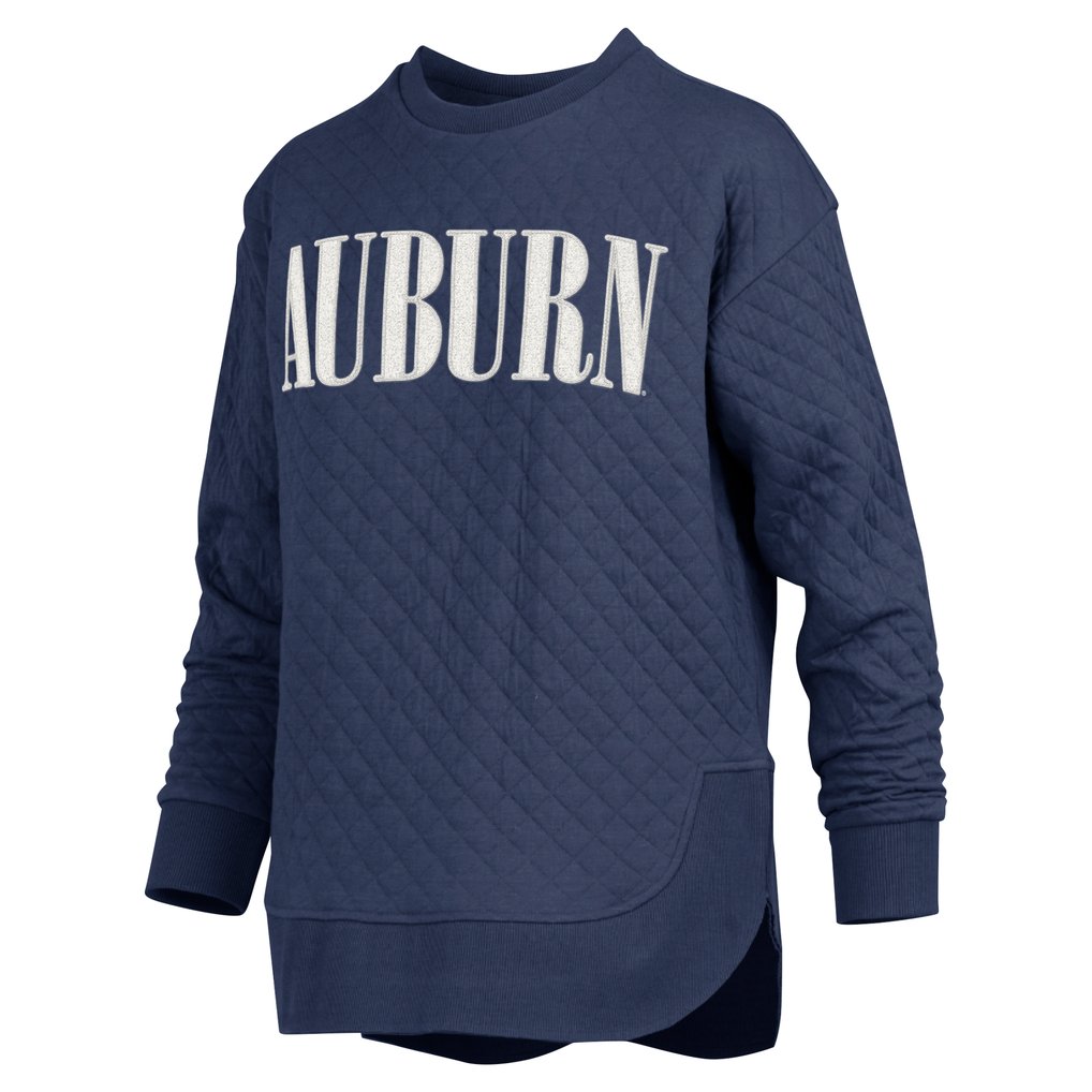 Auburn Tigers Pressbox Women's Quilted Long Sleeve Pullover Sweatshirt - Navy