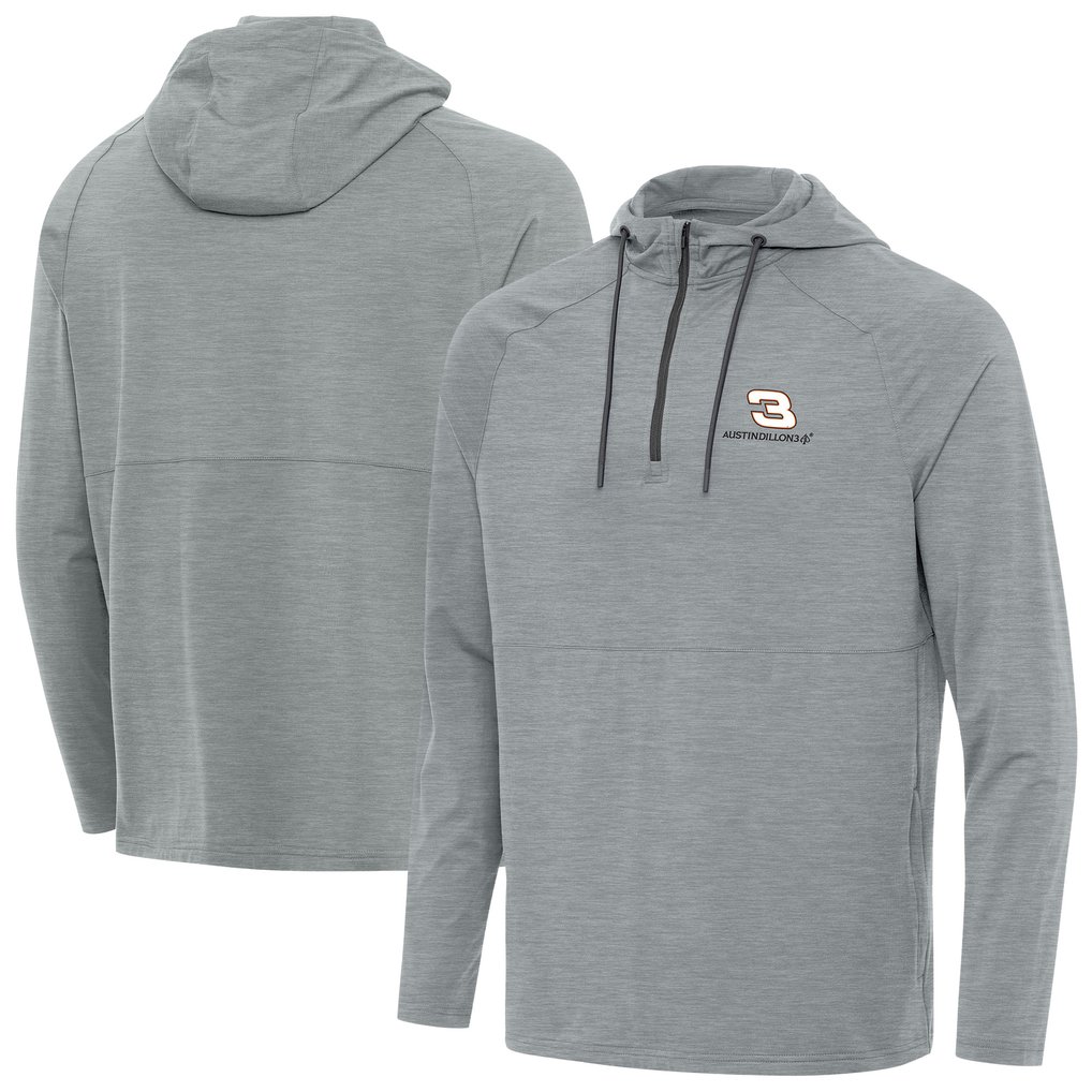 Austin Dillon Antigua Spikes Quarter-Zip Pullover Hoodie - Heather Gray