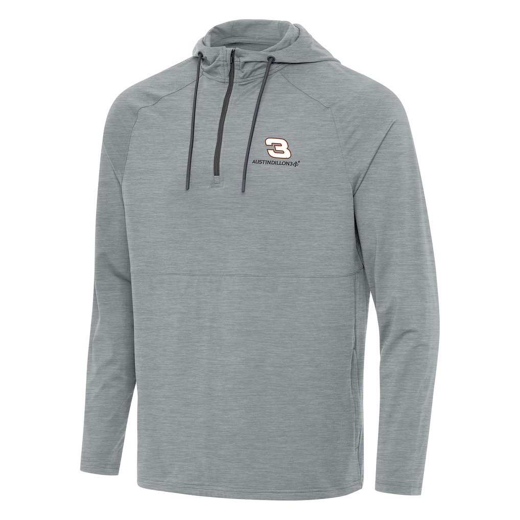 Austin Dillon Antigua Spikes Quarter-Zip Pullover Hoodie - Heather Gray