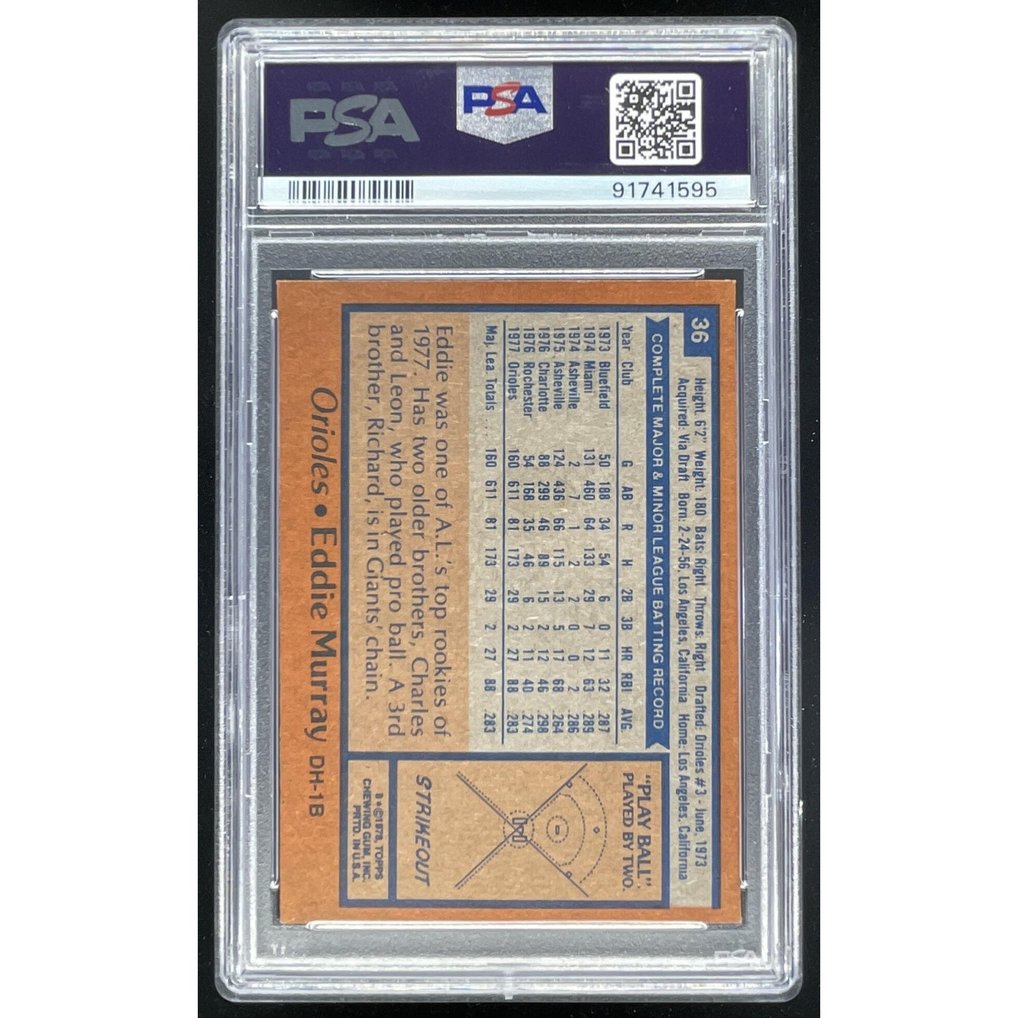 1978 Topps #36 Eddie Murray RC PSA 6