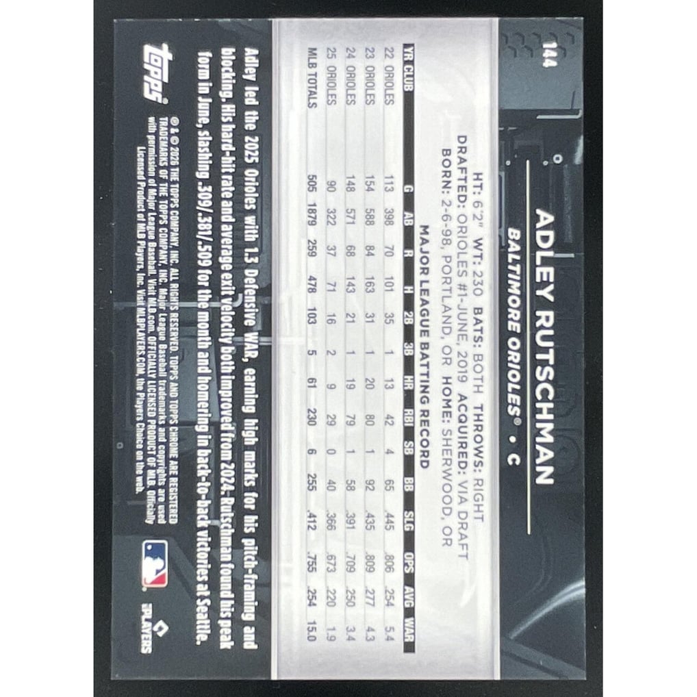 2026 Topps Chrome Black Green Refractor #144 Adley Rutschman /99