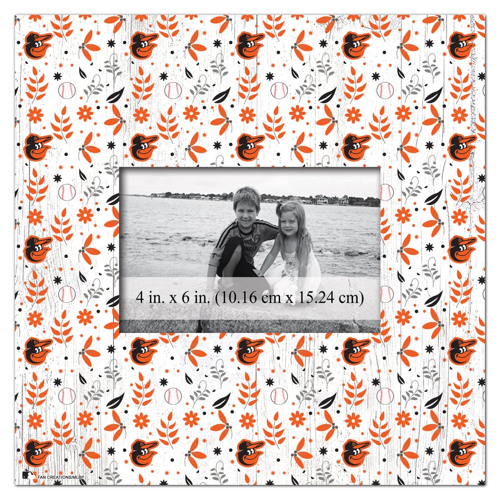 Baltimore Orioles 10'' x 10'' Floral Pattern Frame
