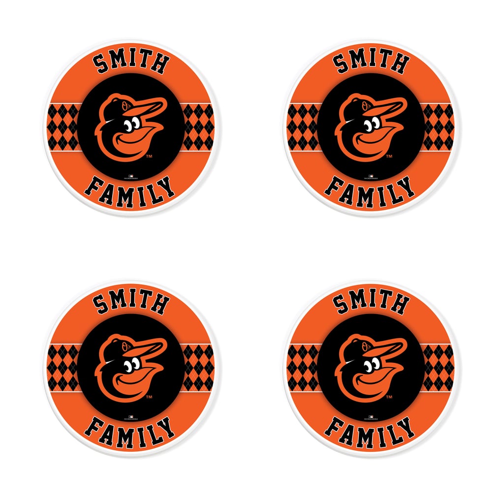 Baltimore Orioles 4" Personalized Circular Coasters 4-Pack Set