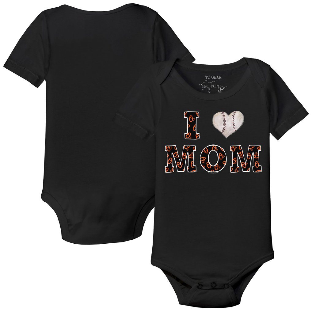 Baltimore Orioles Tiny Turnip Infant I Love Mom Bodysuit - Black