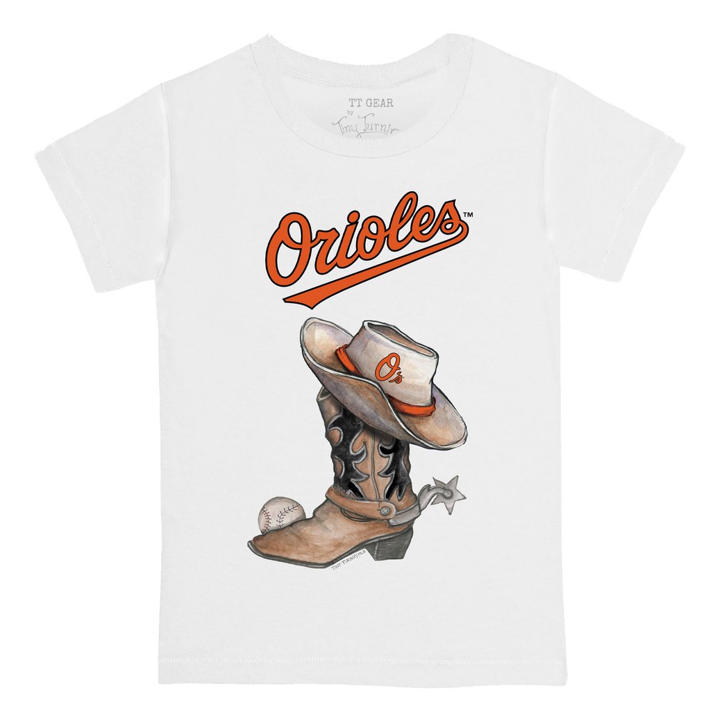 Baltimore Orioles Tiny Turnip Infant Cowboy Boot T-Shirt - White