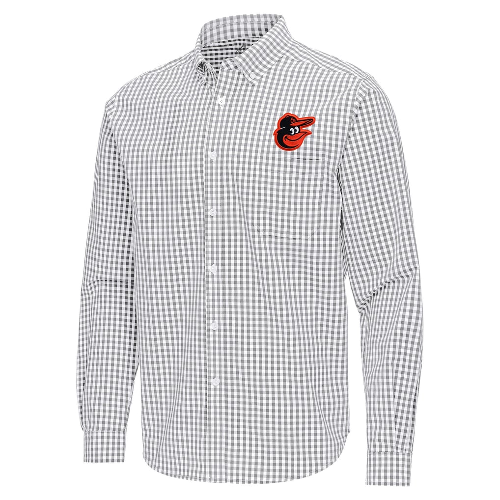 Baltimore Orioles Antigua Ellis Woven Tri-Blend Button-Down Shirt - Gray