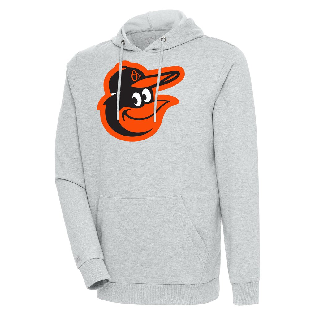 Baltimore Orioles Antigua Action Pullover Hoodie - Heather Gray