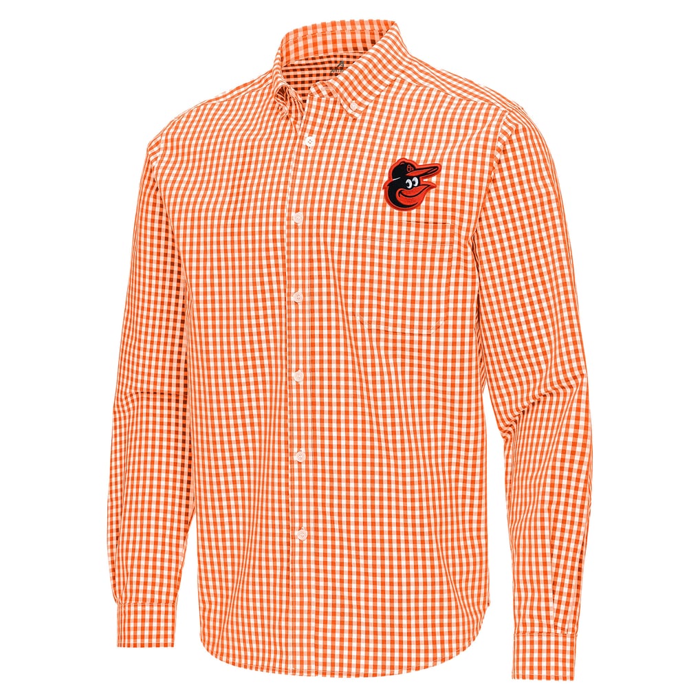 Baltimore Orioles Antigua Ellis Woven Tri-Blend Button-Down Shirt - Orange