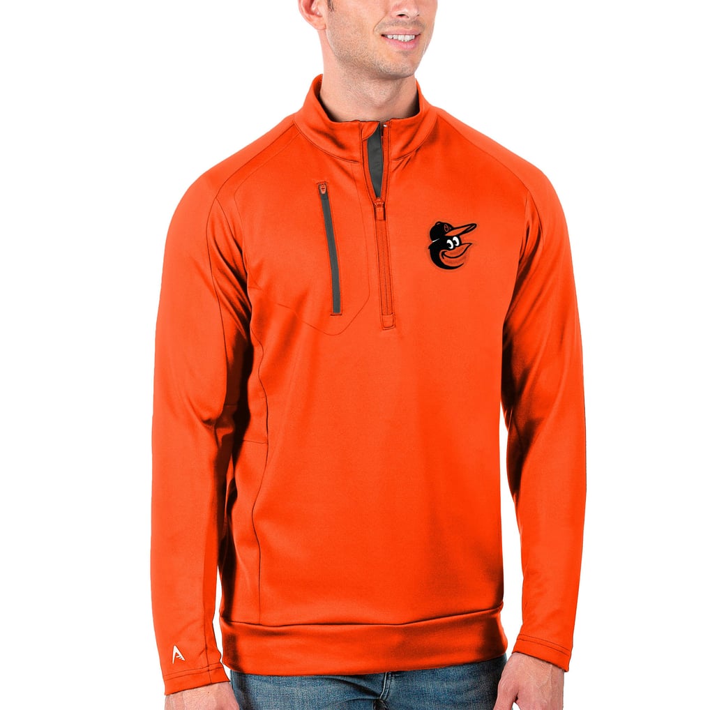 Baltimore Orioles Antigua Generation Quarter-Zip Pullover Jacket - Orange/Gray