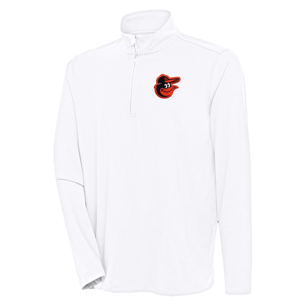  Baltimore Orioles Antigua Hunk Quarter-Zip Pullover Top - White