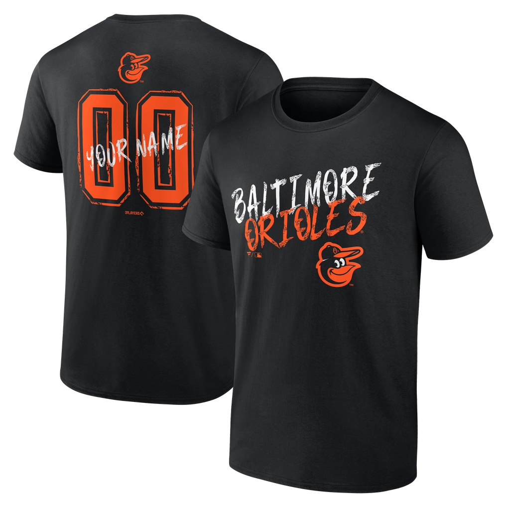 Baltimore Orioles  Hustle Personalized Name & Number T-Shirt - Black