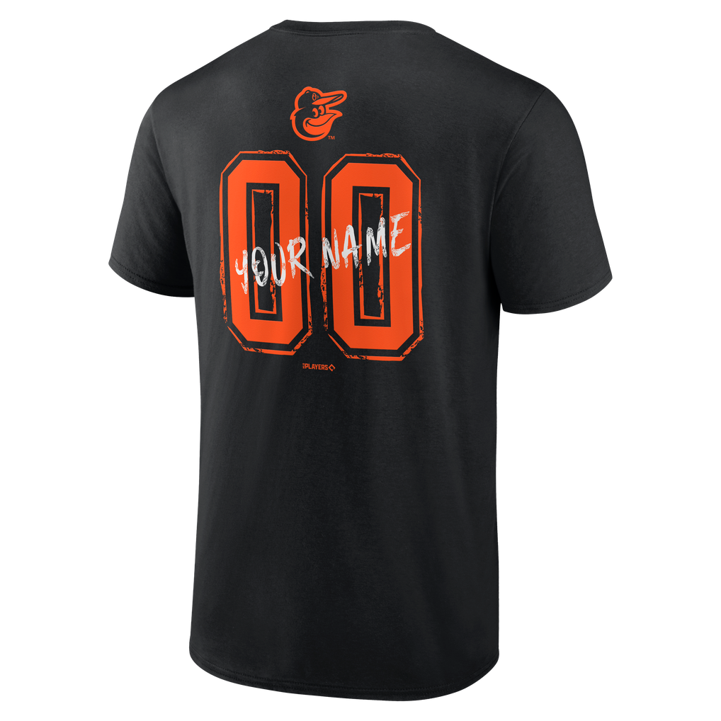 Baltimore Orioles  Hustle Personalized Name & Number T-Shirt - Black