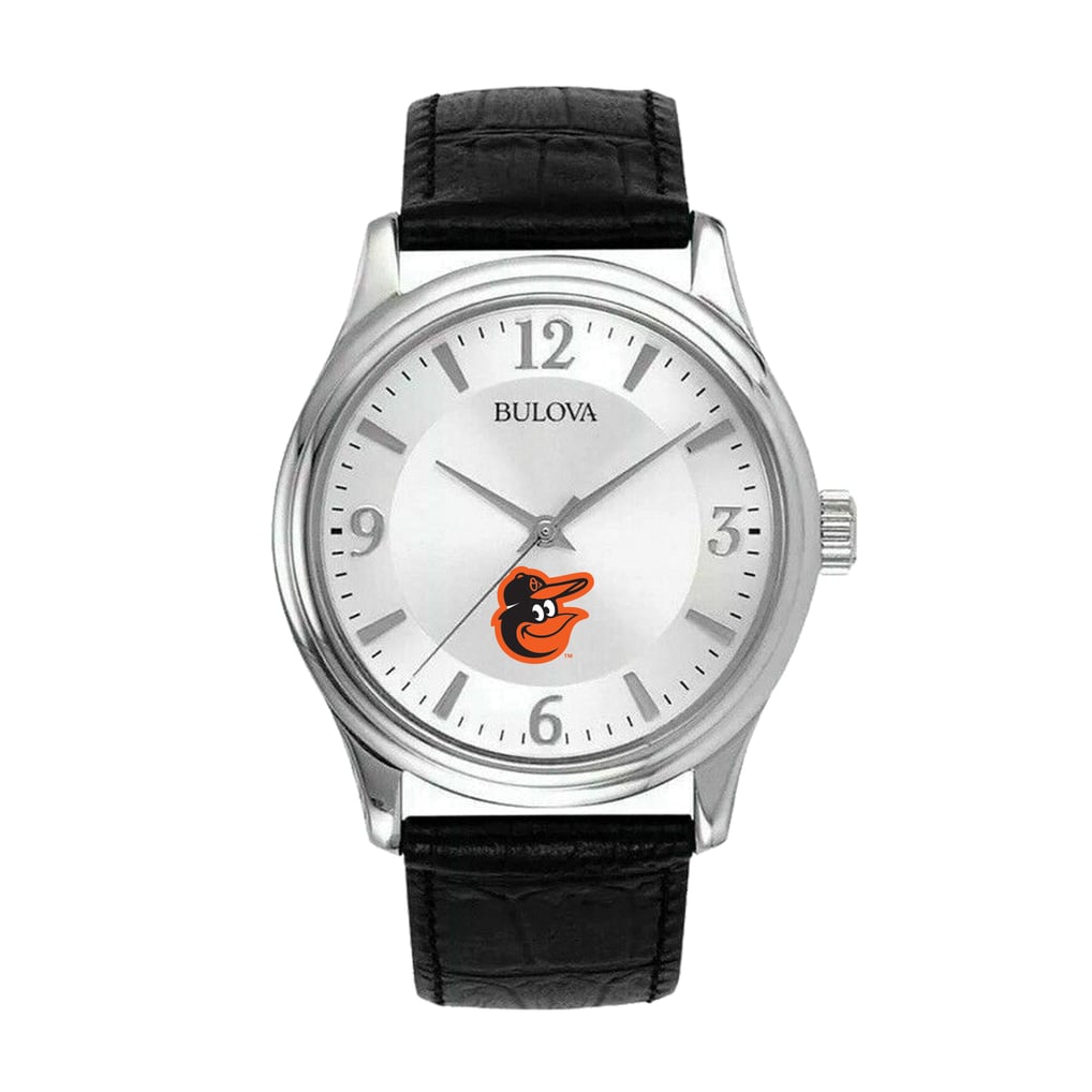 Baltimore Orioles Bulova Leather Strap Watch - Silver