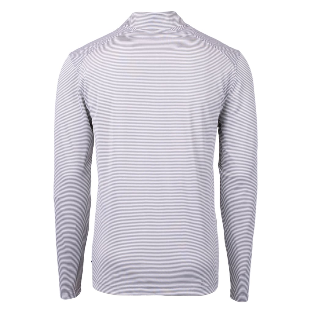 Baltimore Orioles Cutter & Buck Virtue Eco Pique Micro Stripe Recycled Quarter-Zip Pullover Top - Gray/White