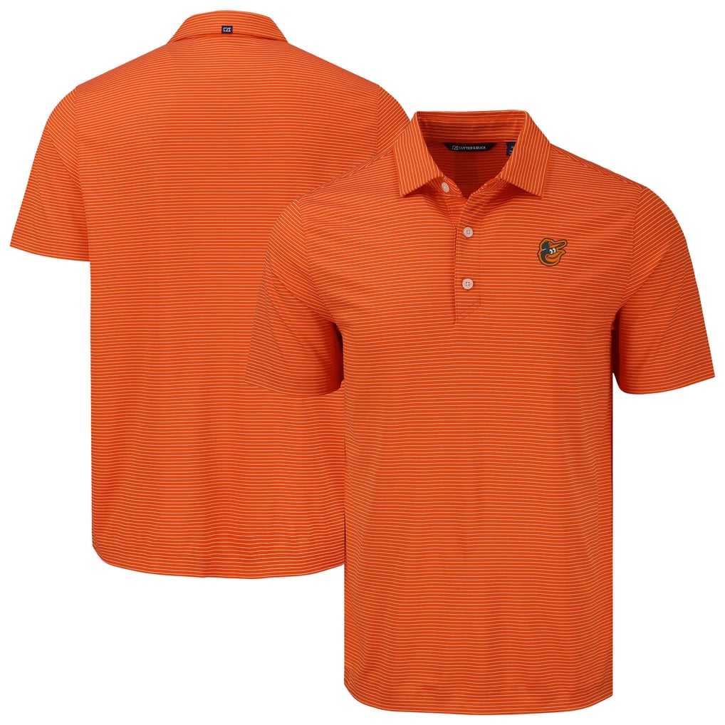Baltimore Orioles Cutter & Buck Forge Eco Fine Line Stripe Polo - Orange
