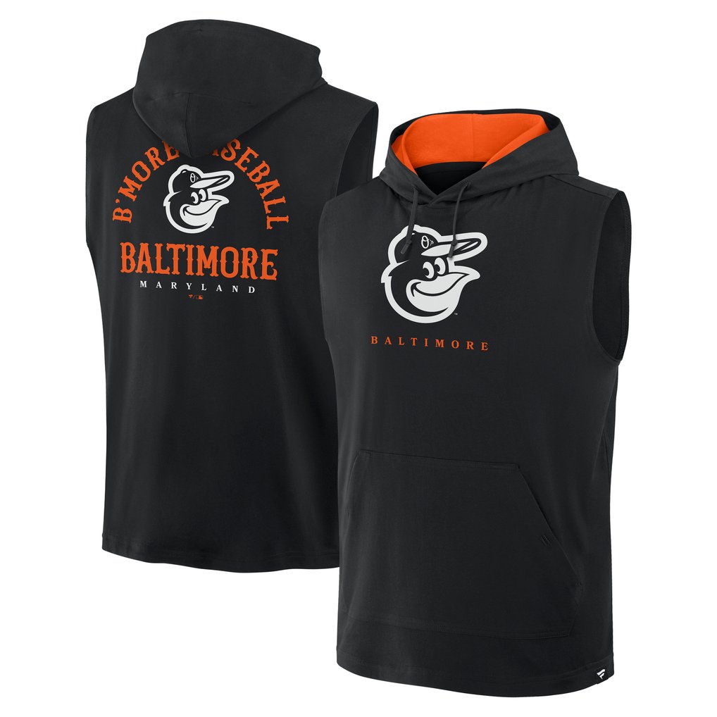 Baltimore Orioles Fanatics Fire Speed Sleeveless Pullover Hoodie - Black