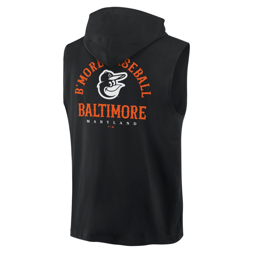 Baltimore Orioles Fanatics Fire Speed Sleeveless Pullover Hoodie - Black
