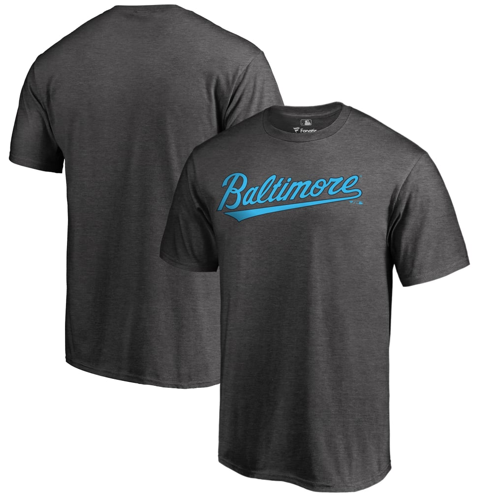 Baltimore Orioles Blue Wordmark T-Shirt - Heathered Charcoal