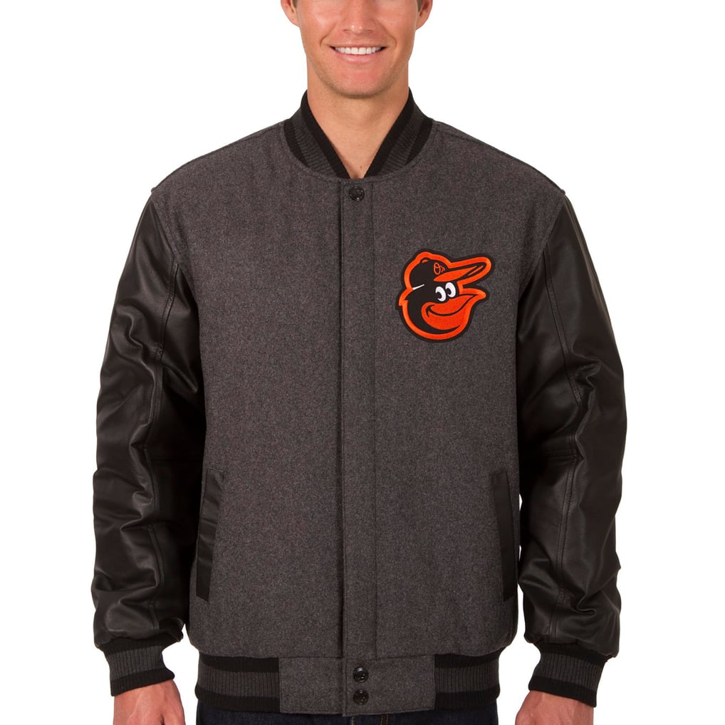 Baltimore Orioles JH Design Wool & Leather Reversible Jacket - Charcoal/Black