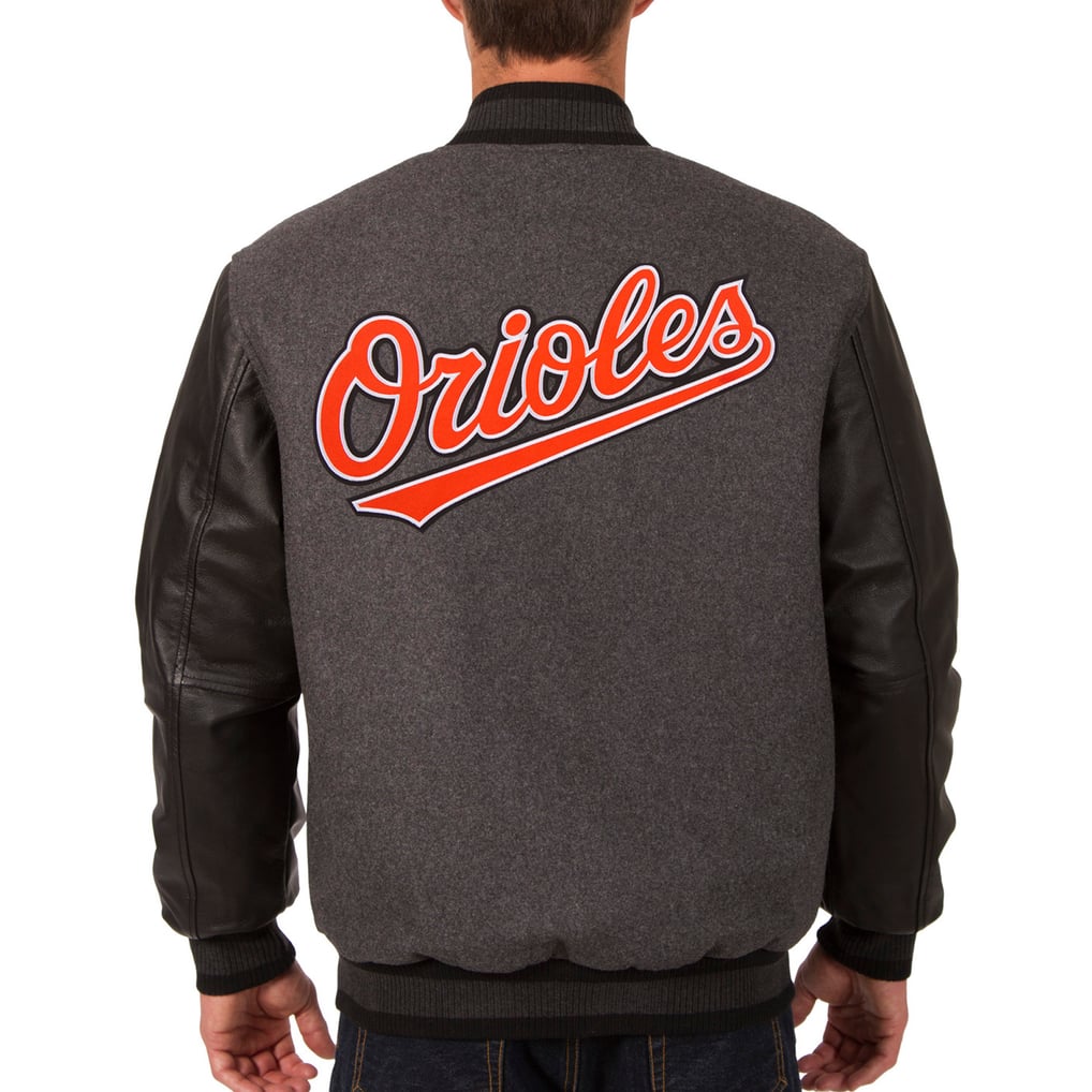 Baltimore Orioles JH Design Wool & Leather Reversible Jacket - Charcoal/Black