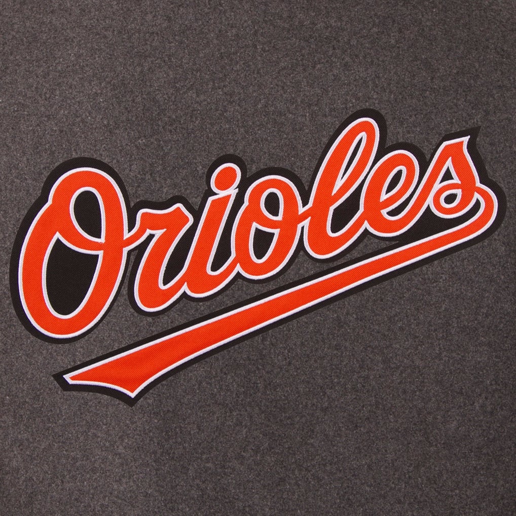Baltimore Orioles JH Design Wool & Leather Reversible Jacket - Charcoal/Black