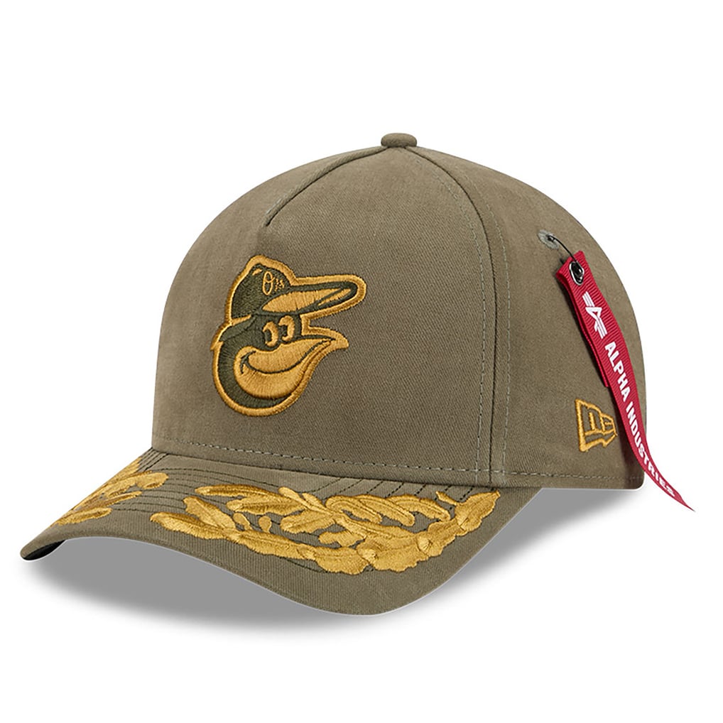  Baltimore Orioles New Era x Alpha Industries A-Frame 9FORTY Adjustable Hat - Olive