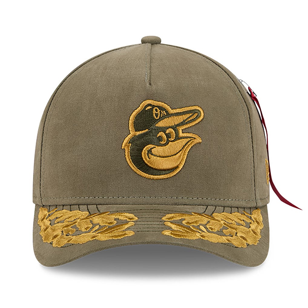 Baltimore Orioles New Era x Alpha Industries A-Frame 9FORTY Adjustable Hat - Olive