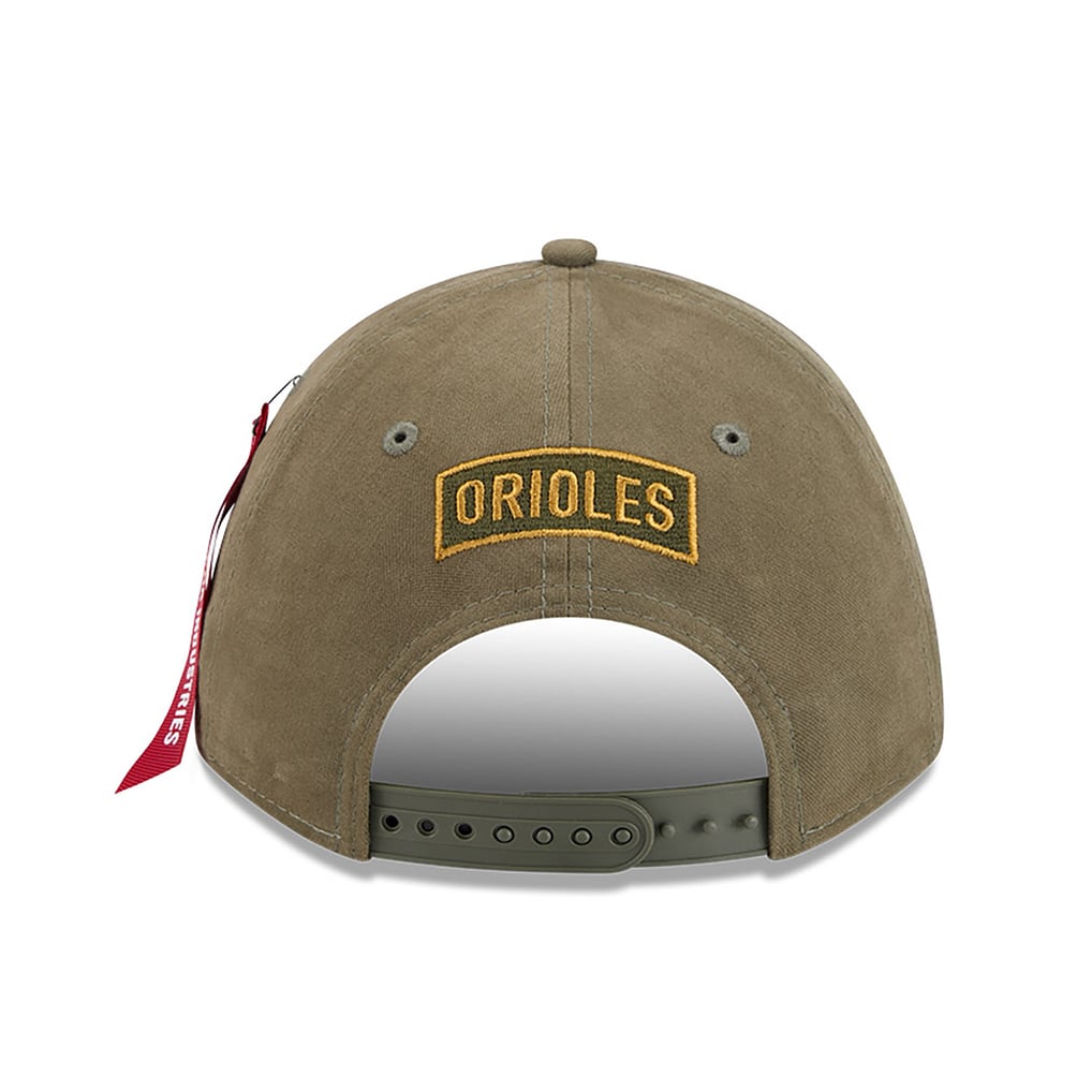  Baltimore Orioles New Era x Alpha Industries A-Frame 9FORTY Adjustable Hat - Olive