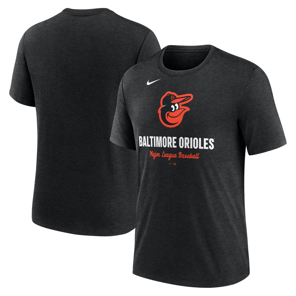 Baltimore Orioles Nike Logo Tri-Blend T-Shirt - Heather Black