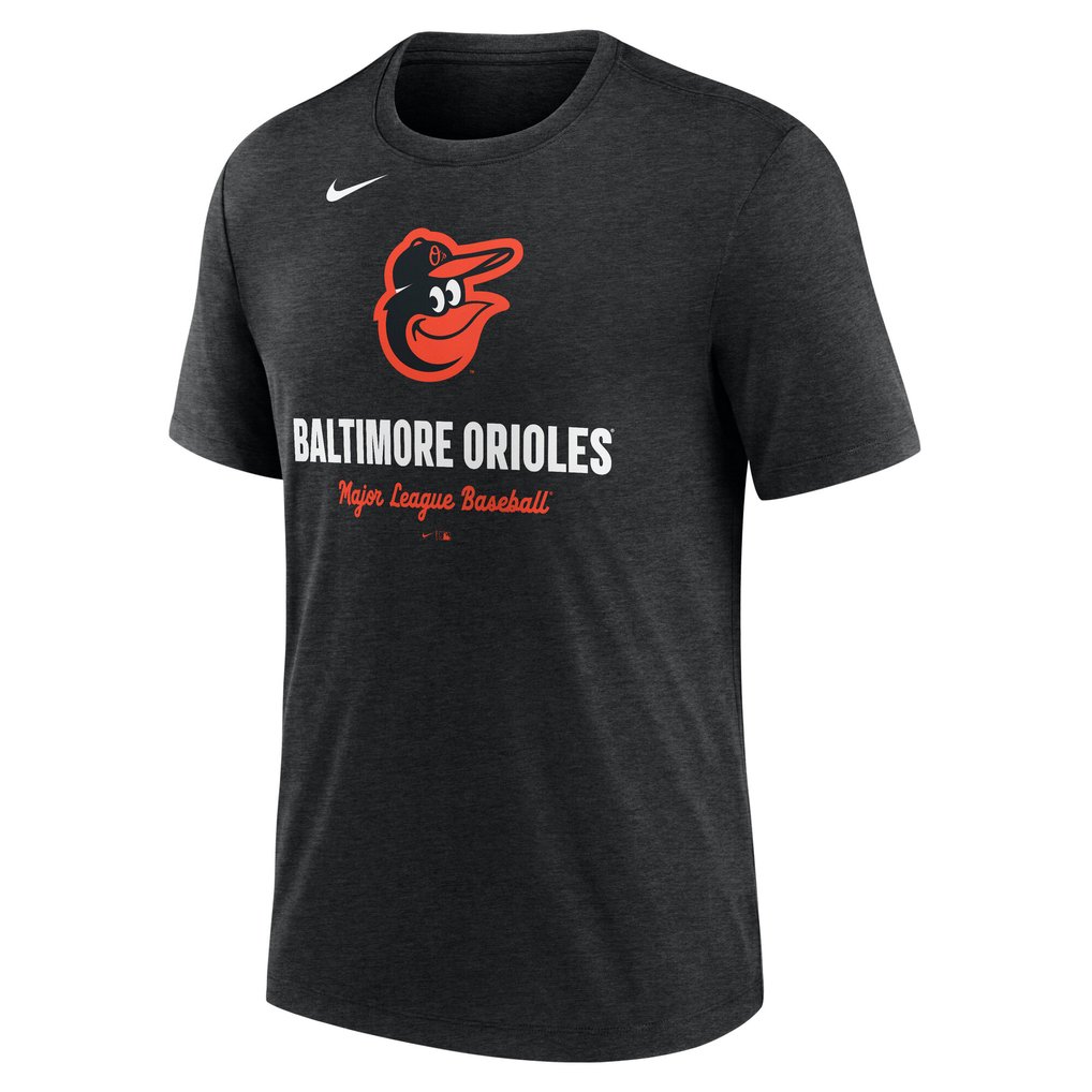 Baltimore Orioles Nike Logo Tri-Blend T-Shirt - Heather Black