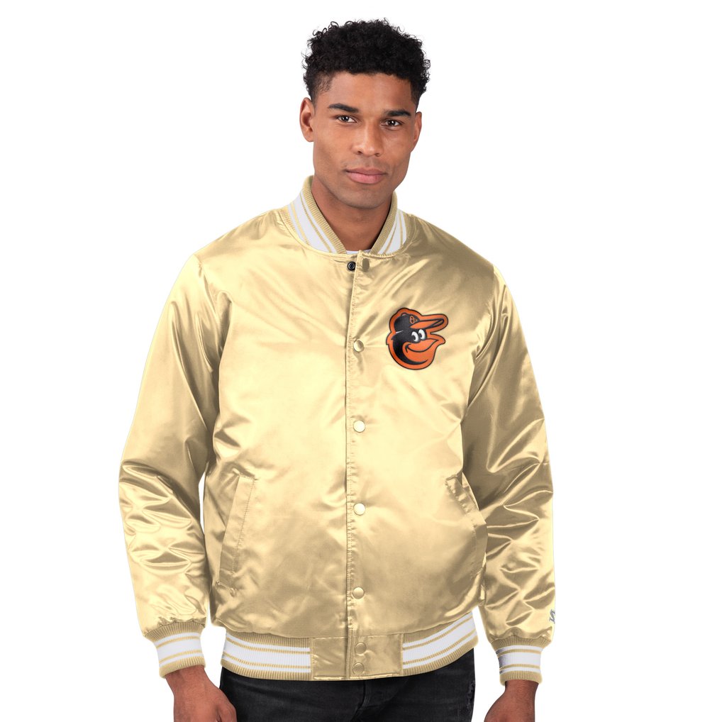 Baltimore Orioles Starter Locker Room Satin Full-Snap Varsity Jacket - Tan