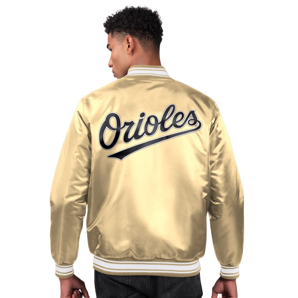 Baltimore Orioles Starter Locker Room Satin Full-Snap Varsity Jacket - Tan