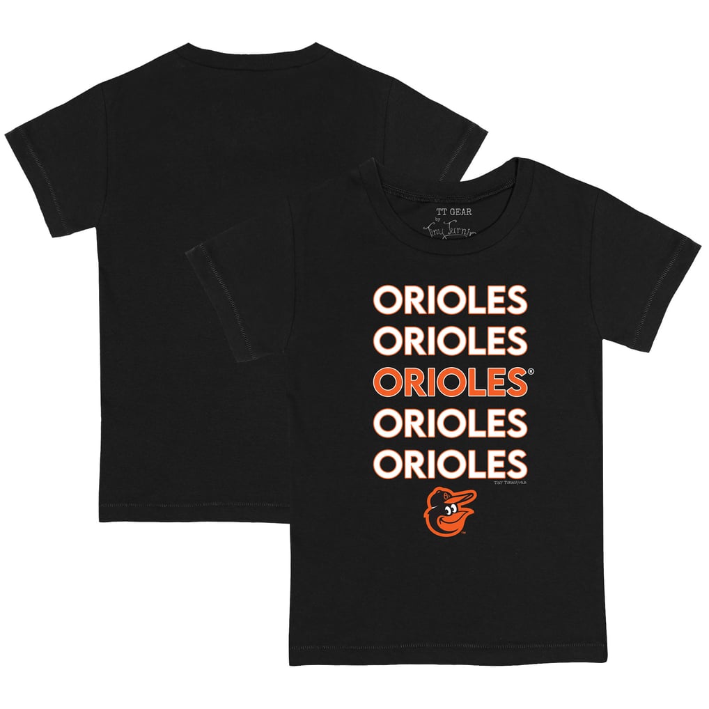 Baltimore Orioles Tiny Turnip Toddler Stacked T-Shirt - Black