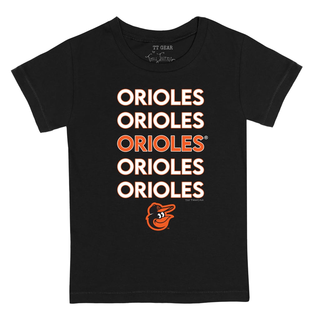 Baltimore Orioles Tiny Turnip Toddler Stacked T-Shirt - Black