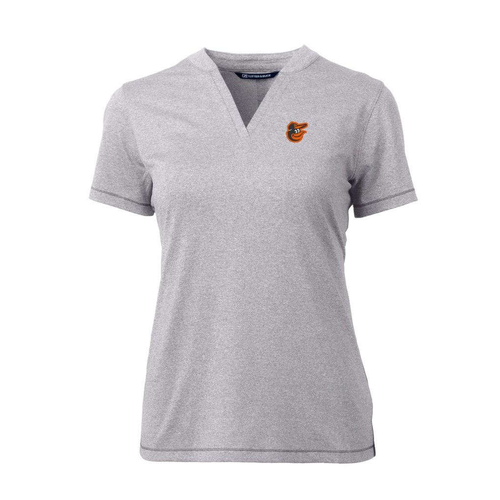 Baltimore Orioles Cutter & Buck Women's DryTec Forge Stretch V-Neck Blade Top - Heather Gray