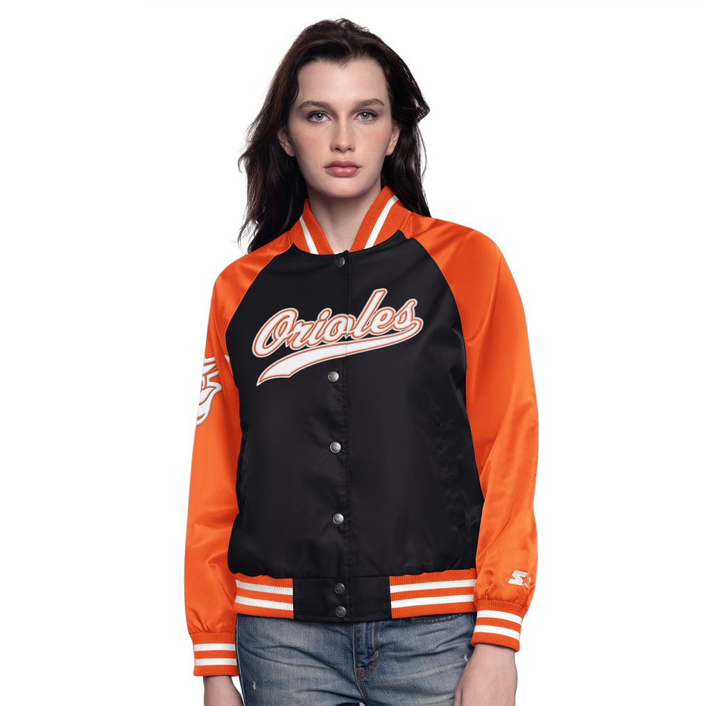Baltimore Orioles Starter Women's Home Run Full-Snap Varsity Jacket - Black/Orange