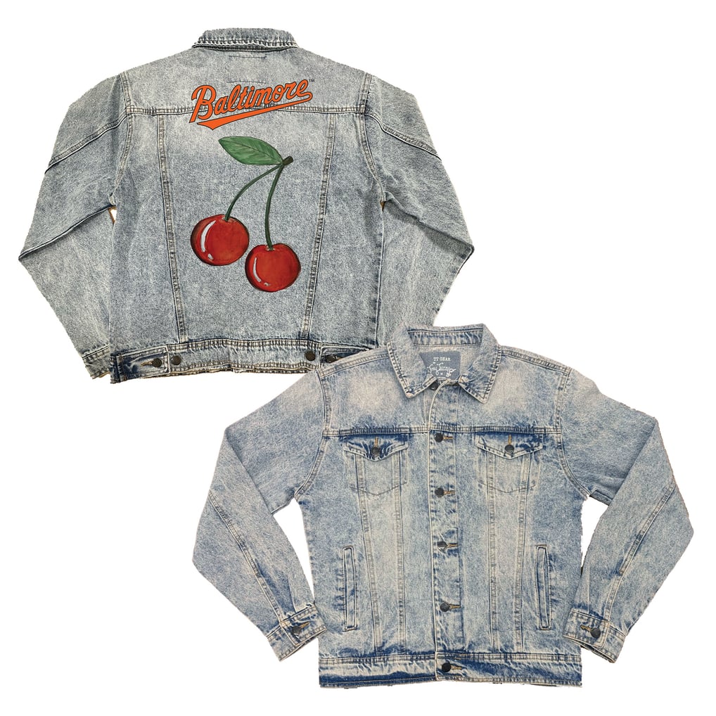 Baltimore Orioles Tiny Turnip Women's Cherries Boyfriend Full-Button Denim Jacket