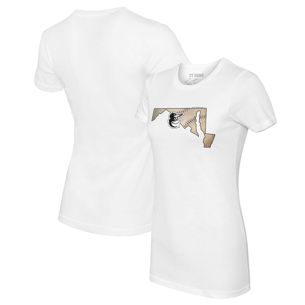 Baltimore Orioles Tiny Turnip Women's State Outline T-Shirt - White