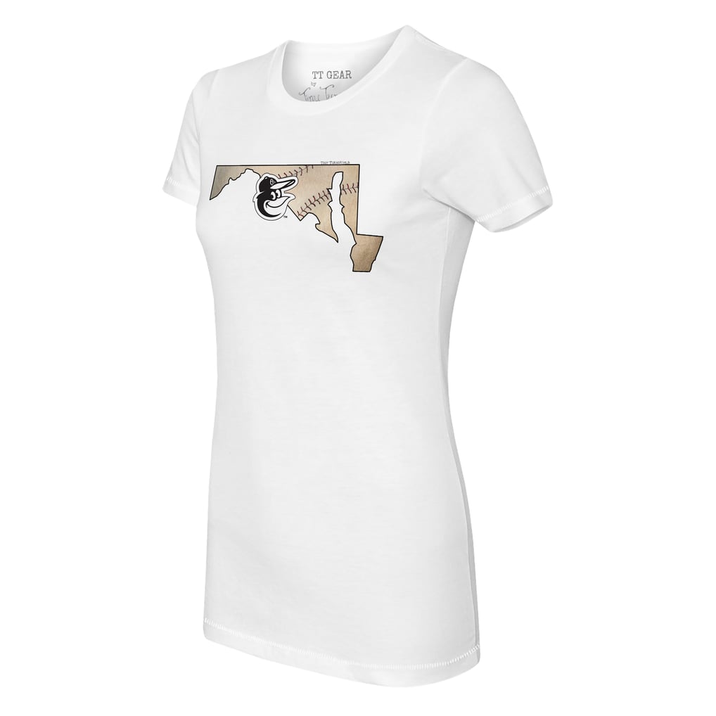 Baltimore Orioles Tiny Turnip Women's State Outline T-Shirt - White