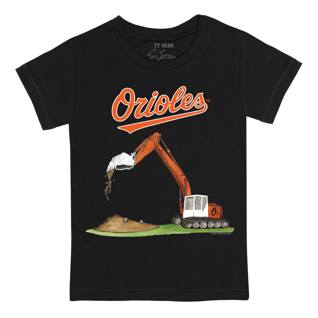 Baltimore Orioles Tiny Turnip Youth Excavator T-Shirt - Black