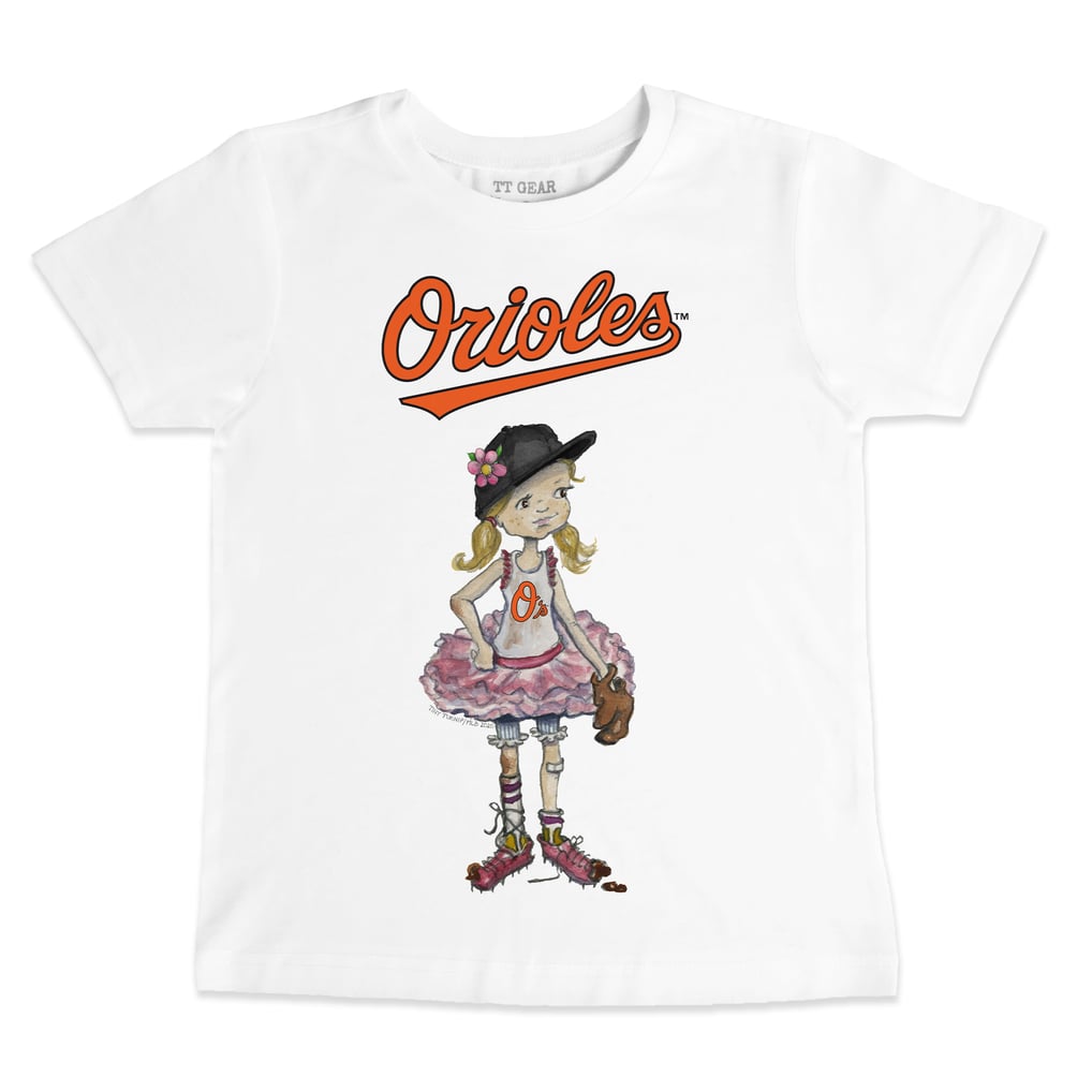 Baltimore Orioles Tiny Turnip Youth Baseball Babes T-Shirt - White