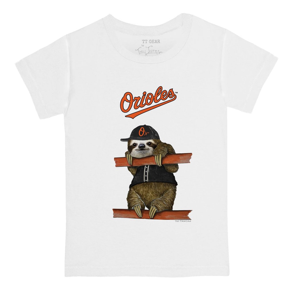 Baltimore Orioles Tiny Turnip Youth Sloth T-Shirt - White