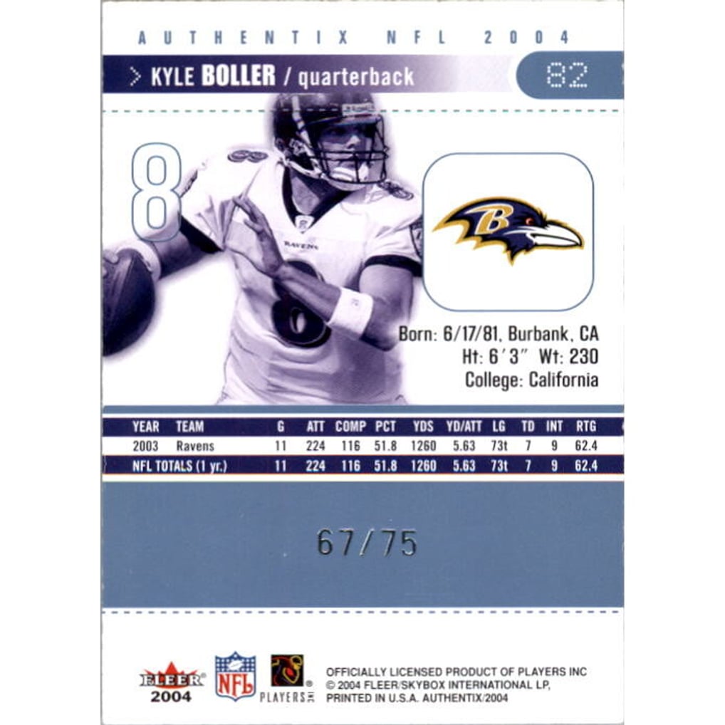2004 Fleer Authentix Balcony Blue #82 Kyle Boller
