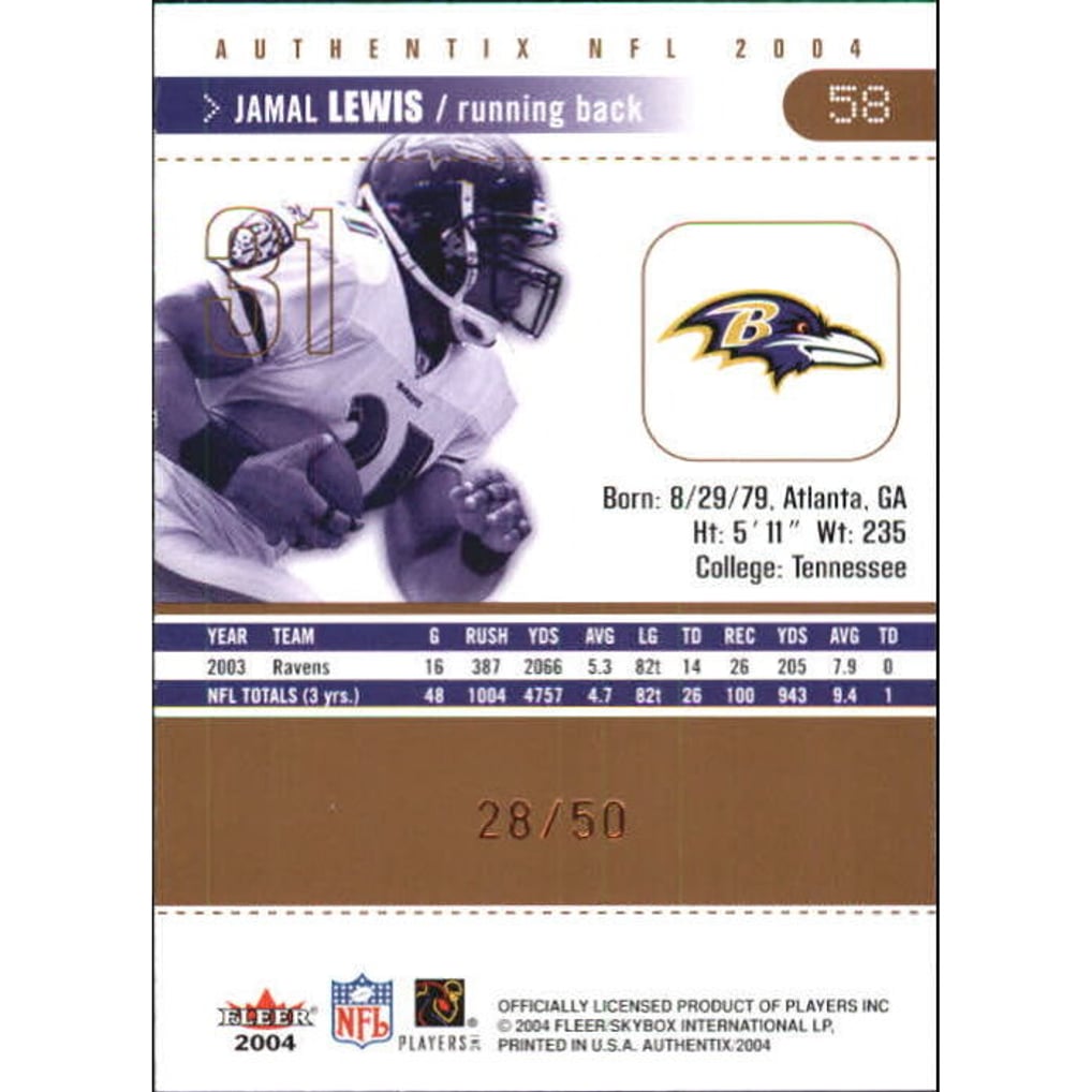 2004 Fleer Authentix Mezzanine Bronze #58 Jamal Lewis