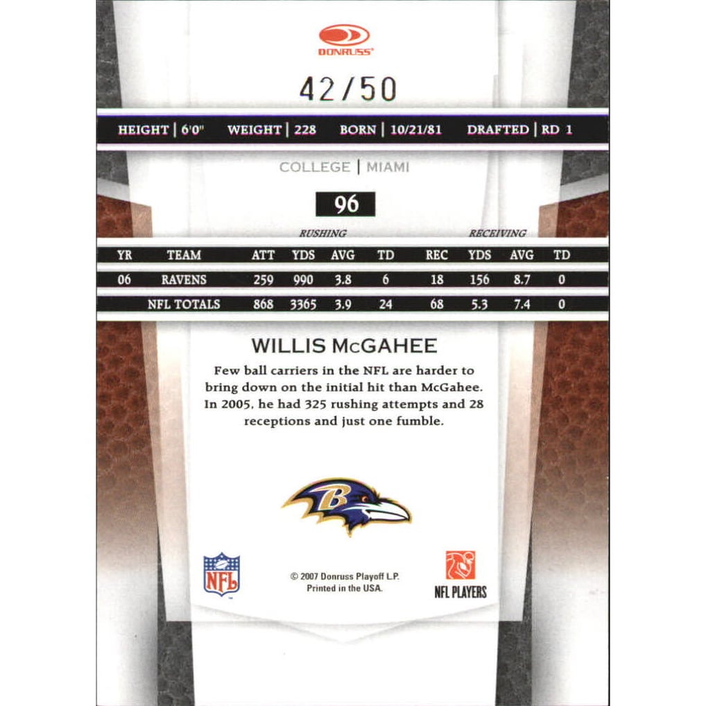 2007 Leaf Certified Materials Mirror Blue #96 Willis McGahee