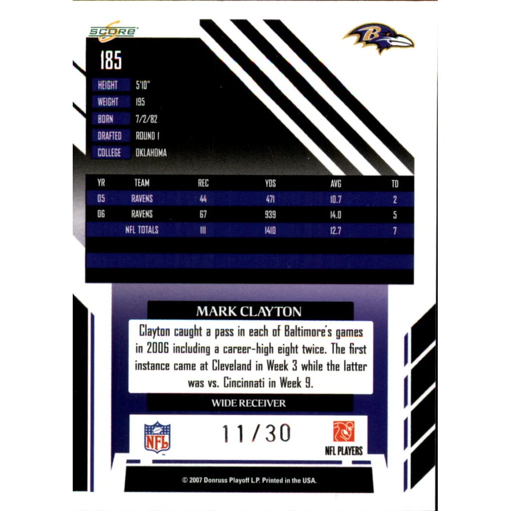 2007 Select Red Zone #185 Mark Clayton