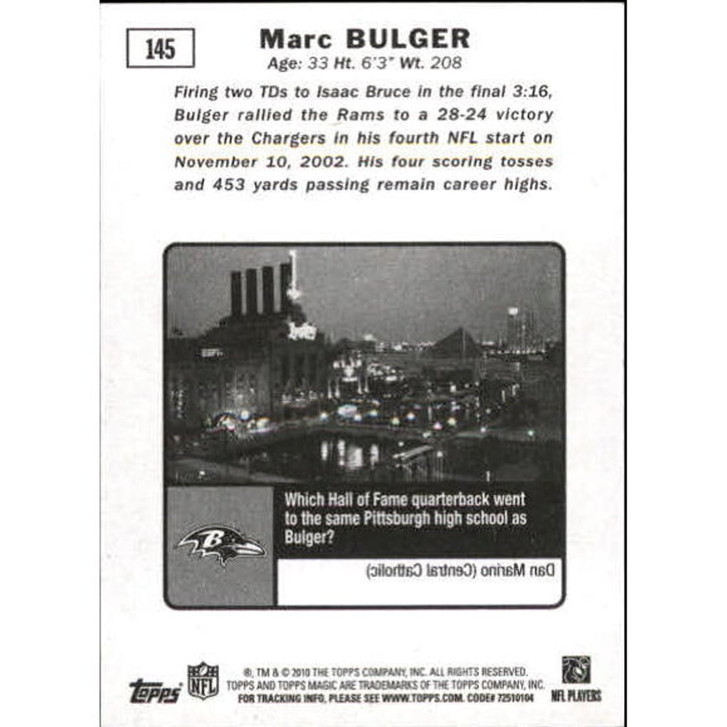 2010 Topps Magic Mini Black #145 Marc Bulger SP