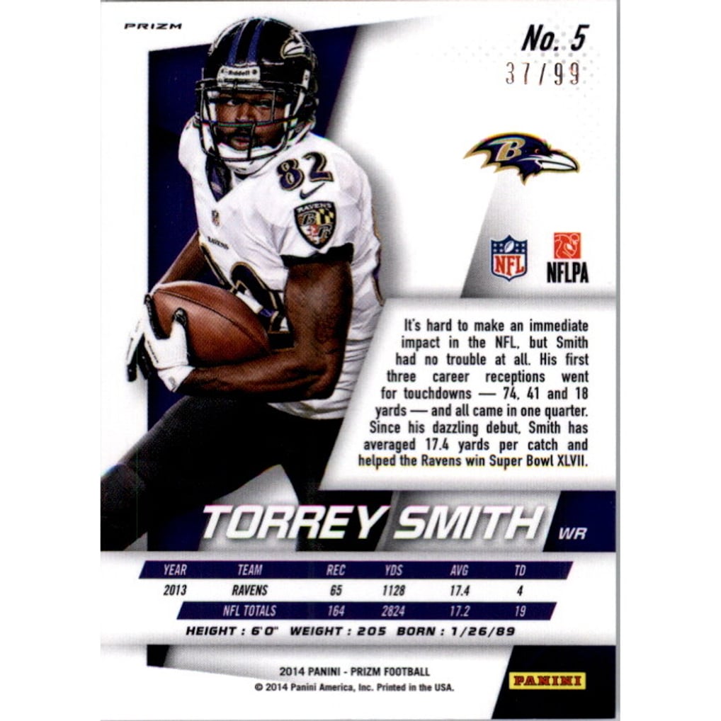 2014 Panini Prizm Prizms Light Blue Wave #5 Torrey Smith