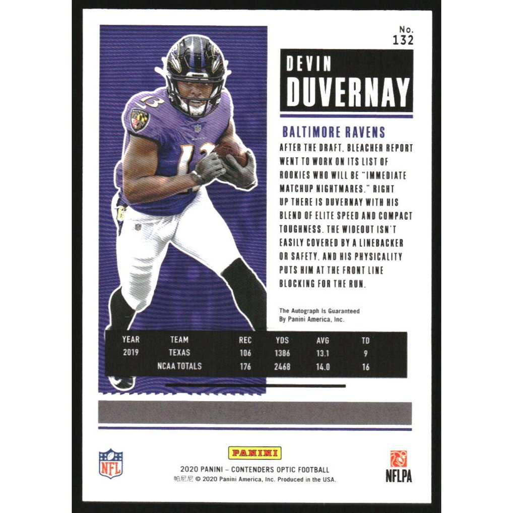 2020 Panini Contenders Optic #132 Devin Duvernay AU