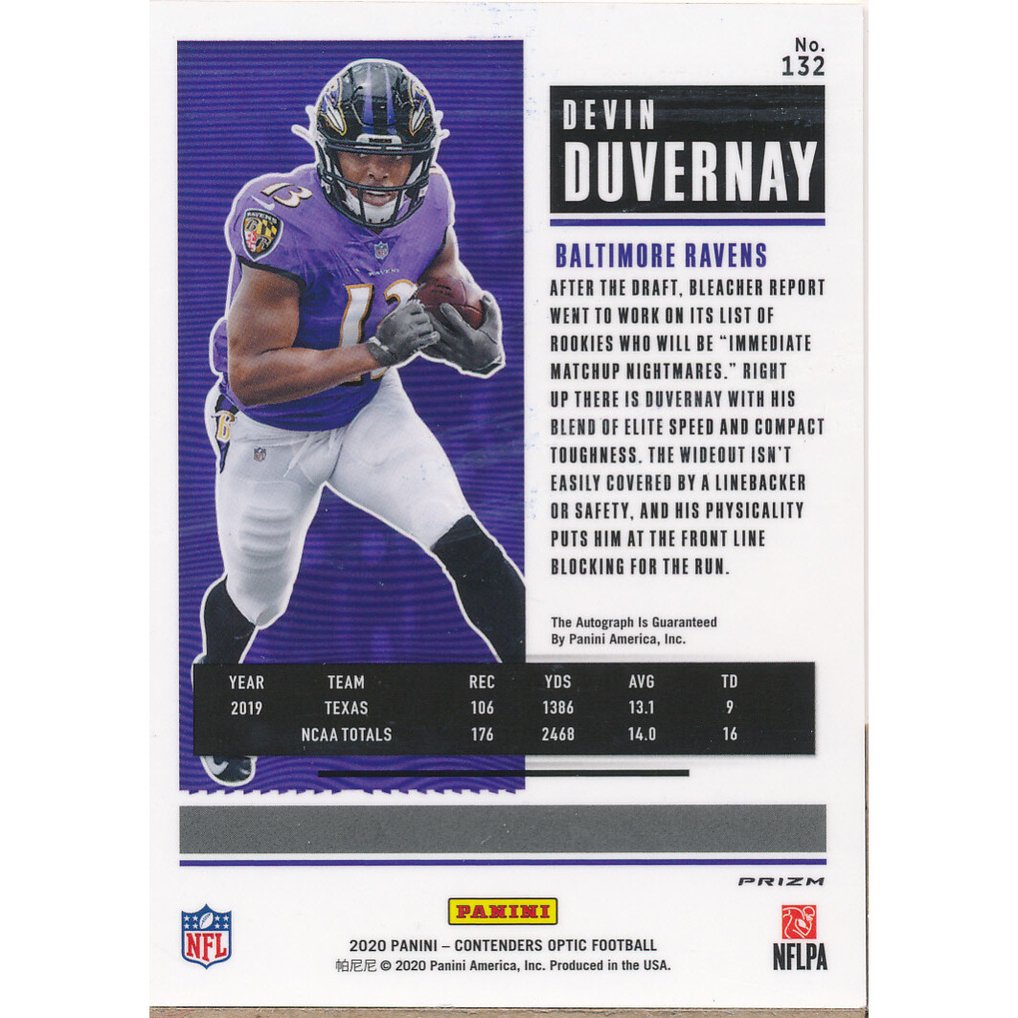 2020 Panini Contenders Optic Silver #132 Devin Duvernay AU